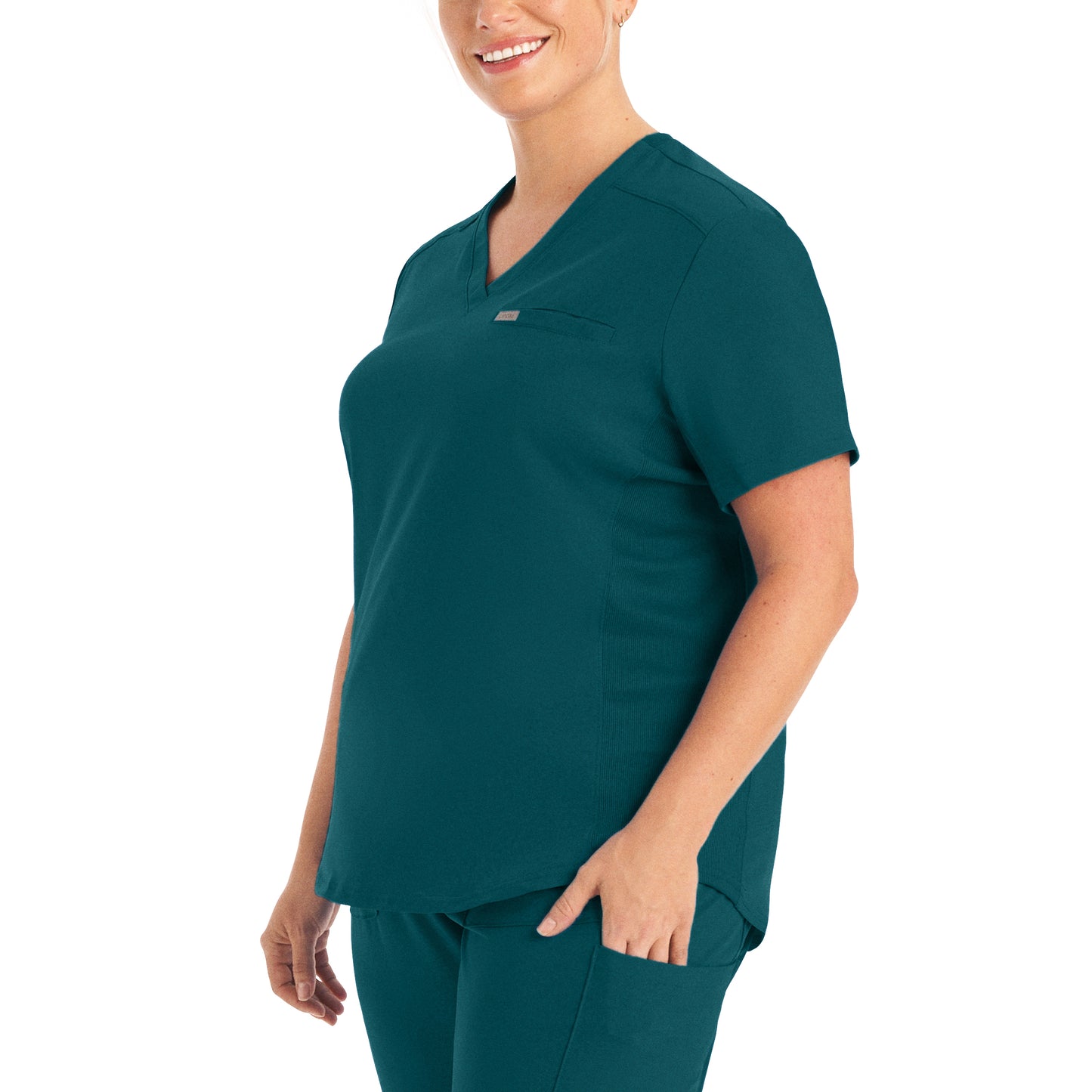 Forward LT101 Women's 2 Pocket V Neck Scrub Top Caribbean Image