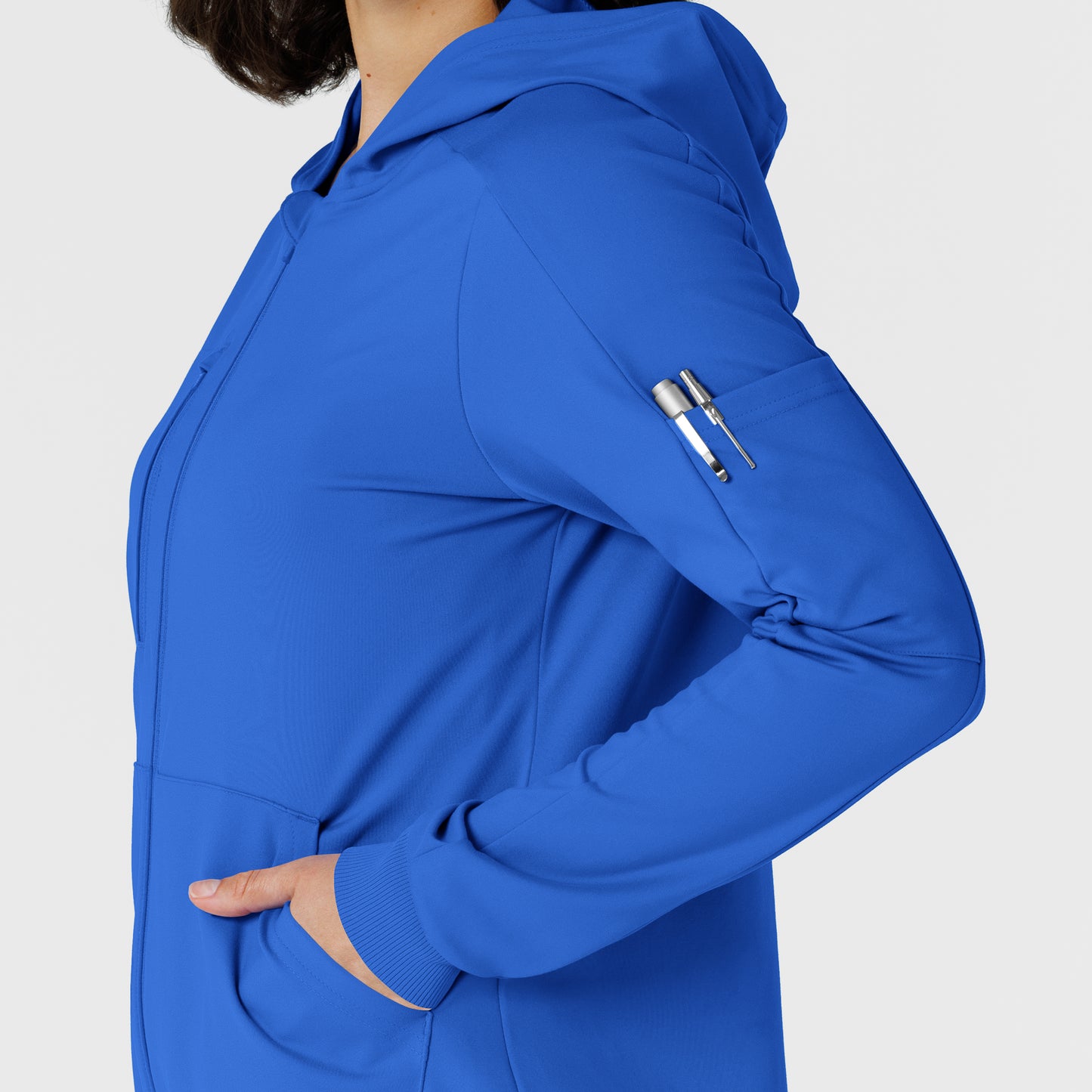 RENEW 8159 Knit Women’s Zip Hoodie Royal Model Image Alternate | Wink