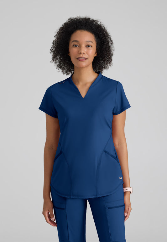 Greys Anatomy Knits GRST249 Define Knit Scrub Top Indigo