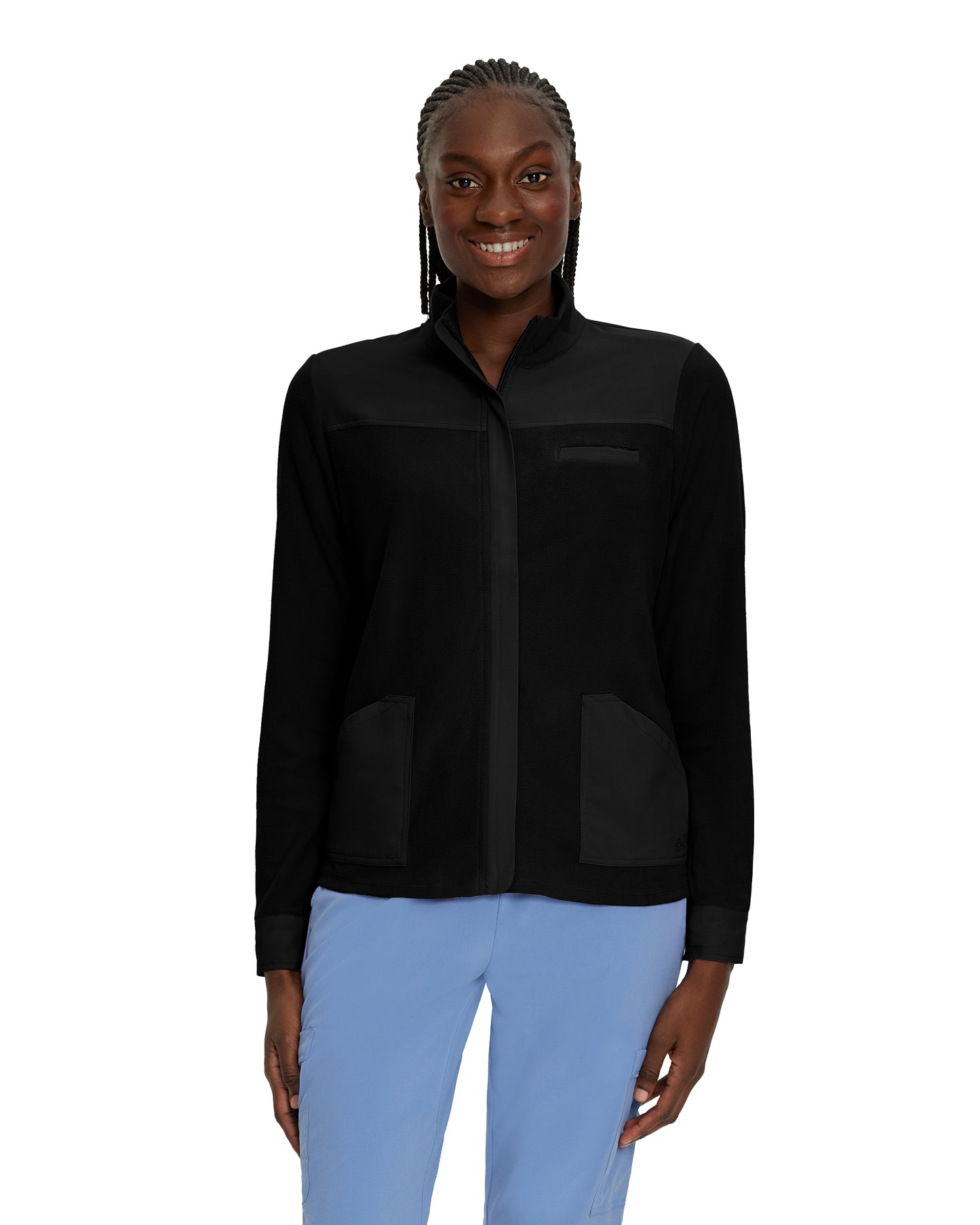 FIT 456 FIT Women's 3 Pocket Warm Up Scrub Jacket Black Image