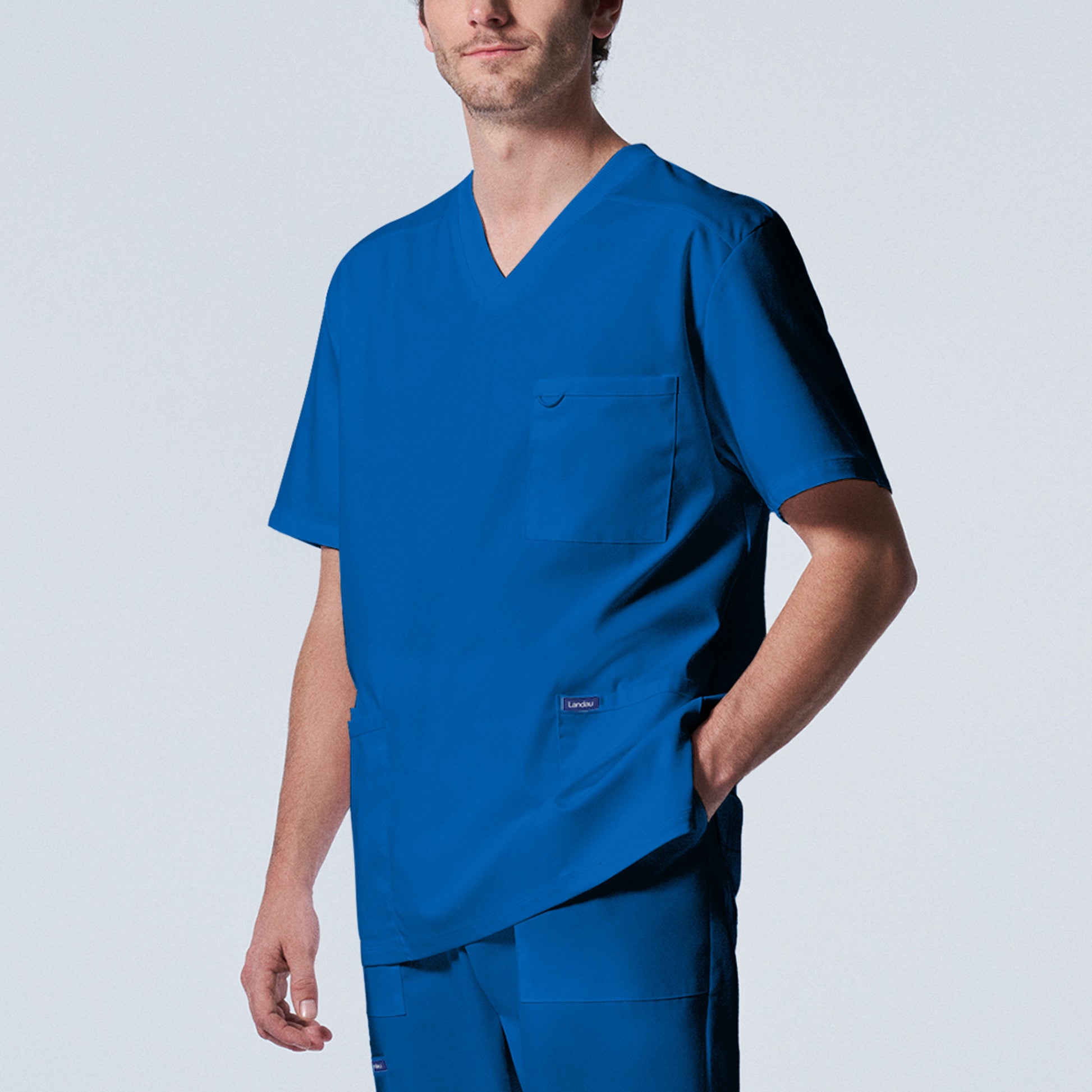 ProFlex LT109 Men's 4 Pocket V Neck Scrub Top Royal Image