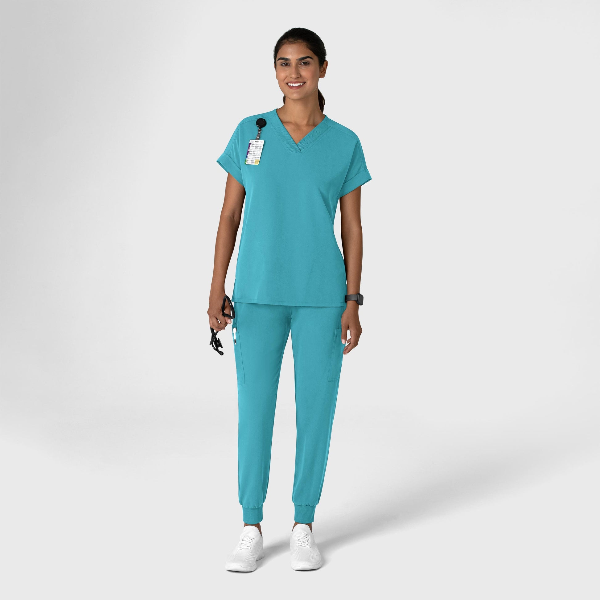 Nova 5132 Jogger Utility Scrub Pant Teal Blue Model Image Right Side | Wink