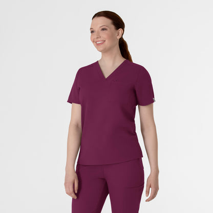 Thrive 6222 V-Neck Tuck-In Scrub Top Wine Model Image Right Side | Wink