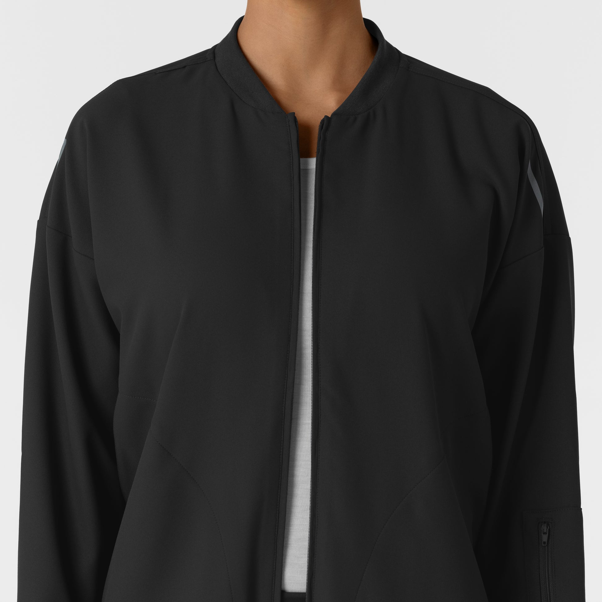 Layers 8066 Bomber Scrub Jacket Black Model Image Left Side | Wink