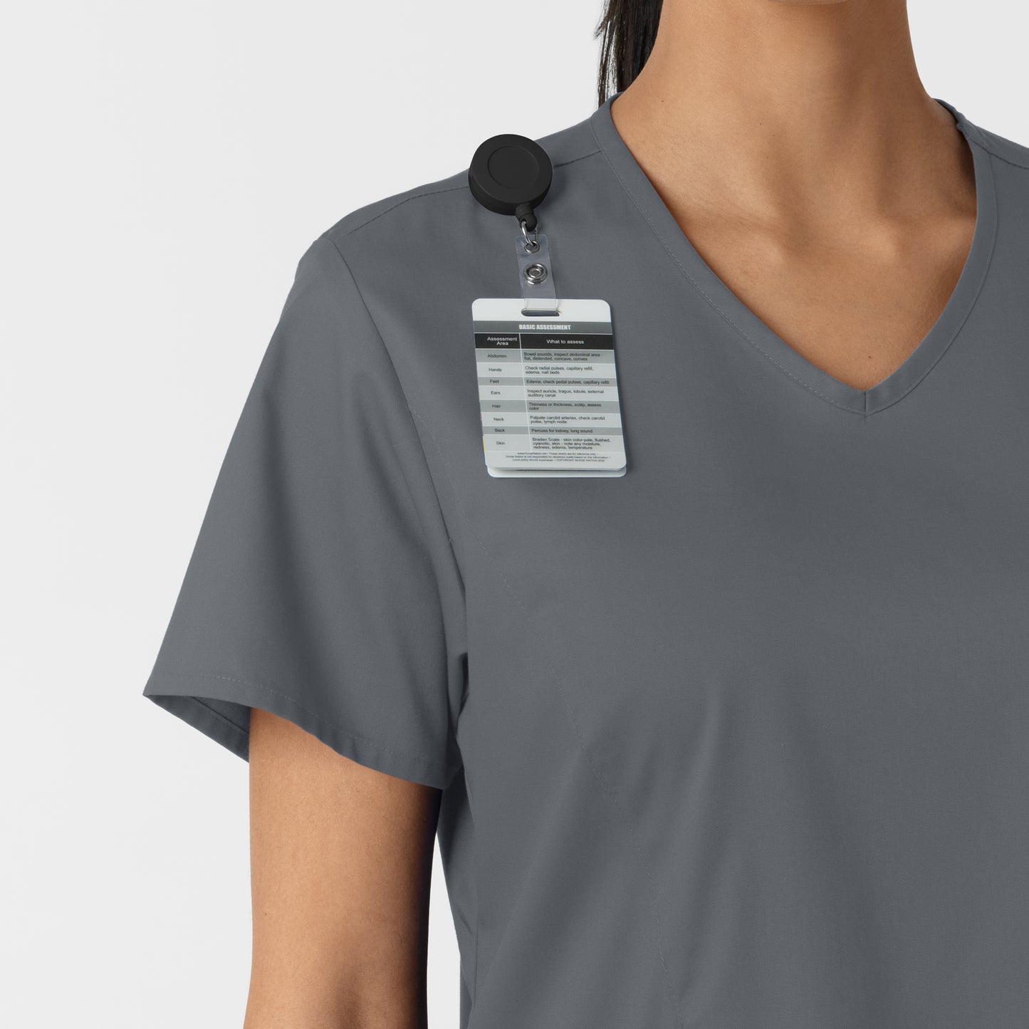 WonderWORK 106 Curved V-Neck Scrub Top Pewter Model Image Alternate | Wink