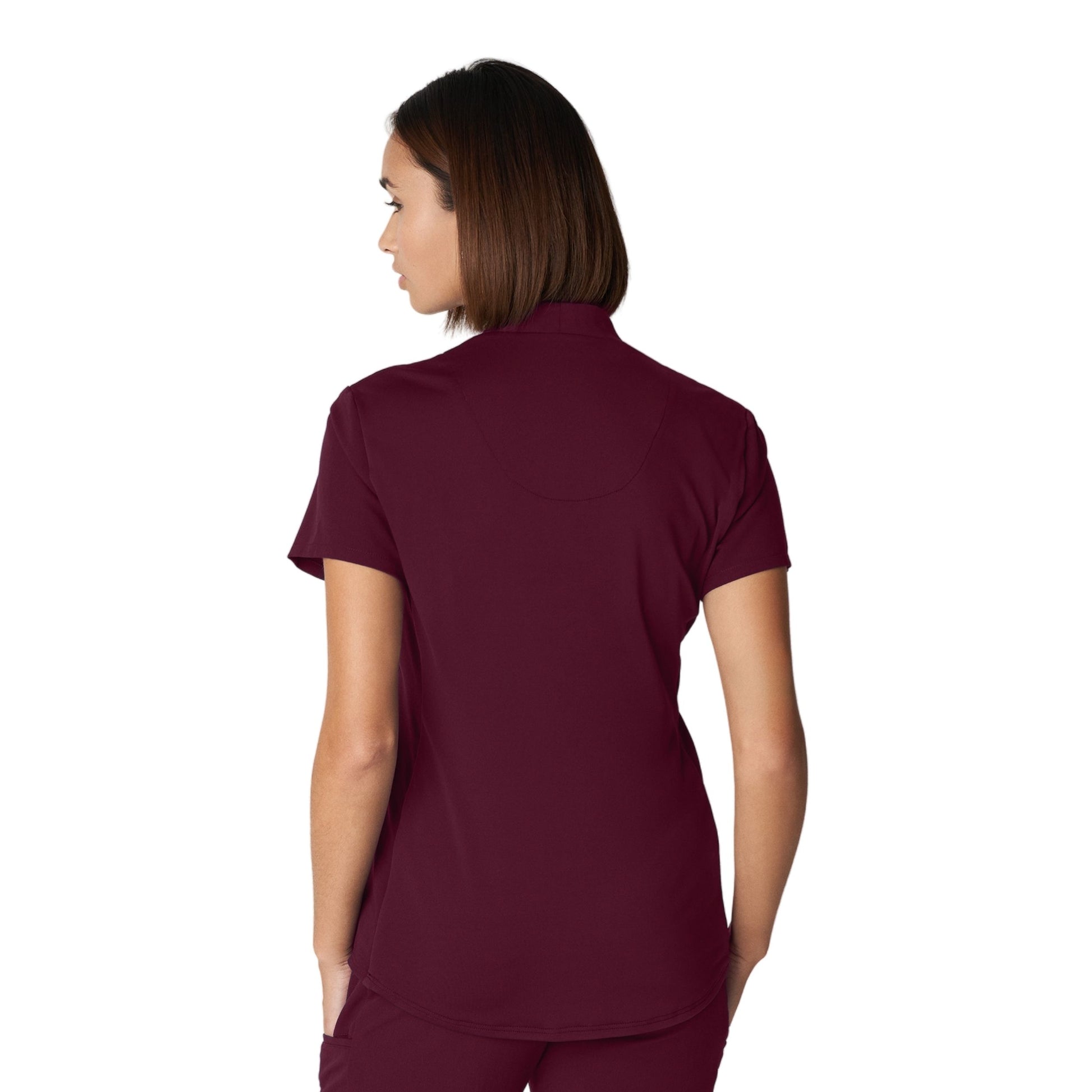 V-Tess WT110 Women's 2 Pocket V Neck Scrub Top Wine Image