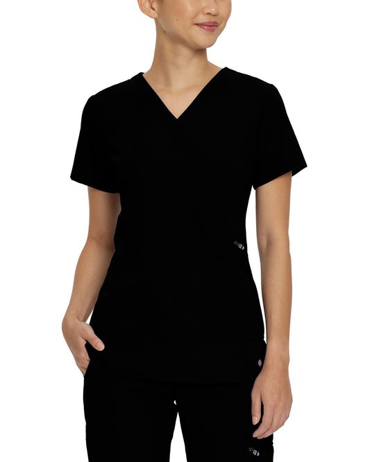 V-Tess 796 Women's 3 Pocket V Neck Scrub Top Black Image