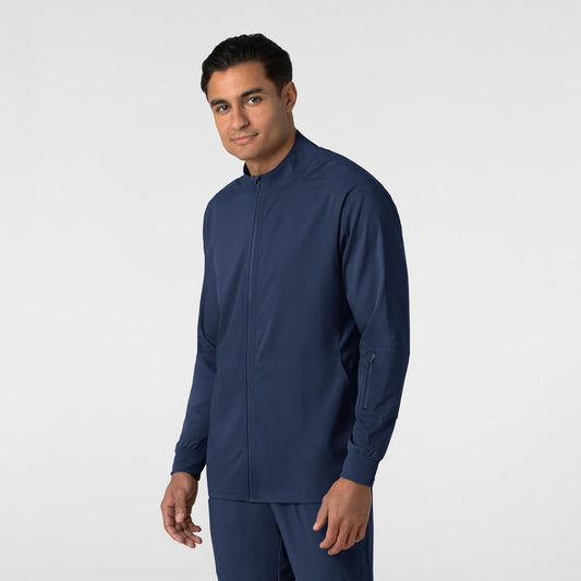 Boundless 8351 Men's Warm Up Scrub Jacket Navy Model Image Right Side | Wink