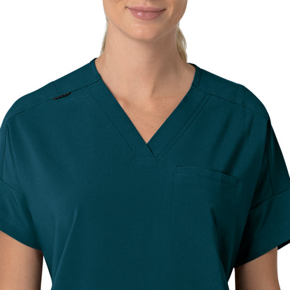 Force Cross-Flex C13110 Oversized V-Neck Scrub Top Caribbean Model Image Left Side | Carhartt