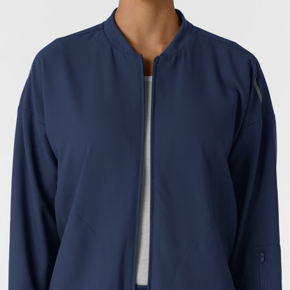 Layers 8066 Bomber Scrub Jacket Navy Model Image Left Side | Wink