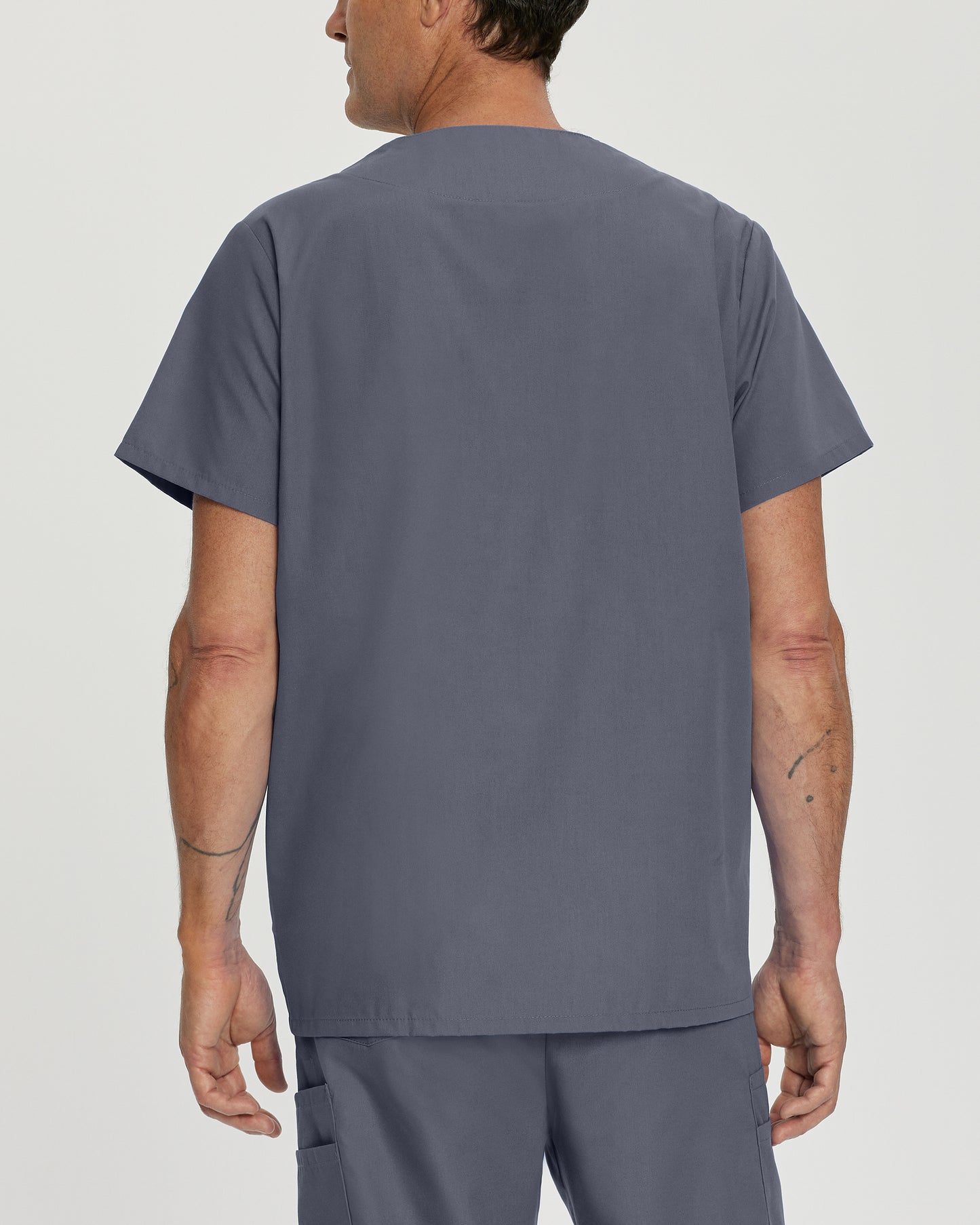 Essentials 7489 Men's 5 Pocket V Neck Scrub Top Steel Grey Image