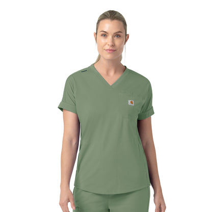 Force Cross-Flex C13190 Knit Women's V-Neck Scrub Top Green Slate
