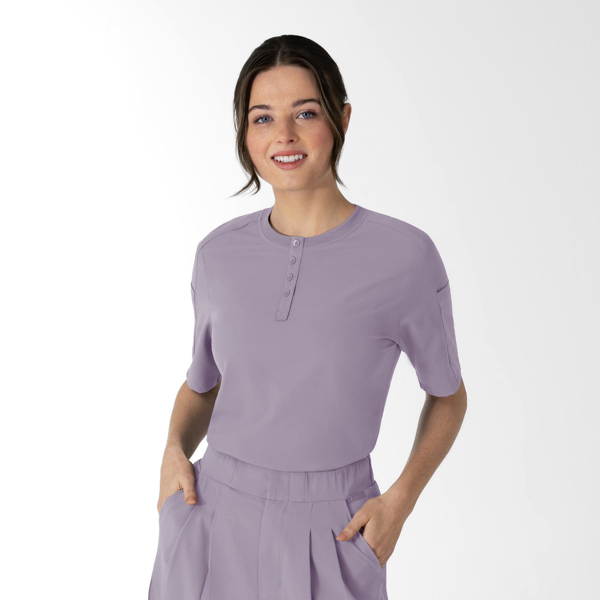 RENEW 6354 Women's Tuck-In Henley Scrub Top Wisteria