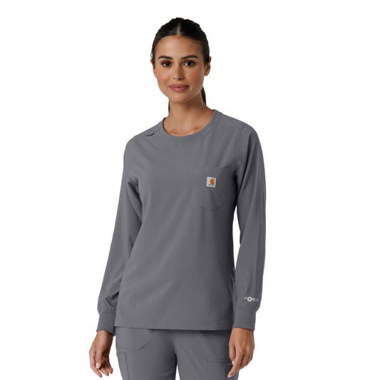 Force Cross-Flex C13610 Women's Crew Neck Long Sleeve Scrub Top Pewter