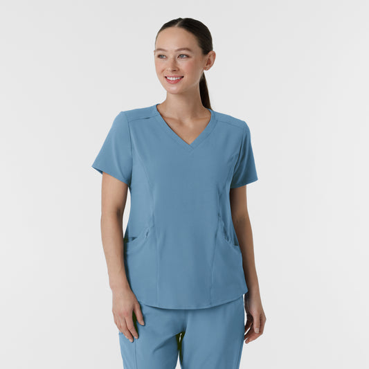 RENEW 6134 Women's V-Neck Scrub Top Pacific Blue