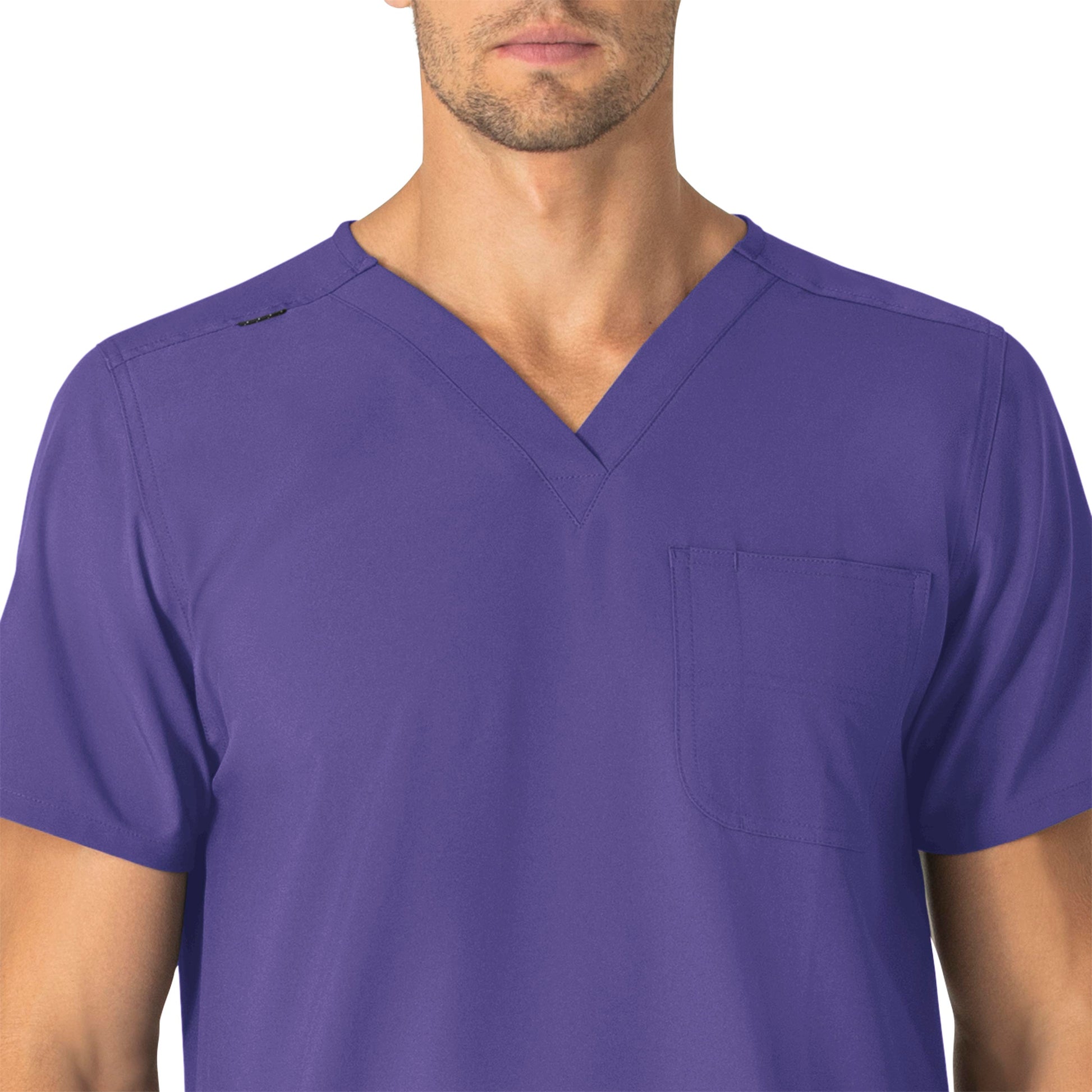 Force Essentials C15013 Unisex V-Neck 6-Pocket Scrub Top Grape Model Image Left Side | Carhartt