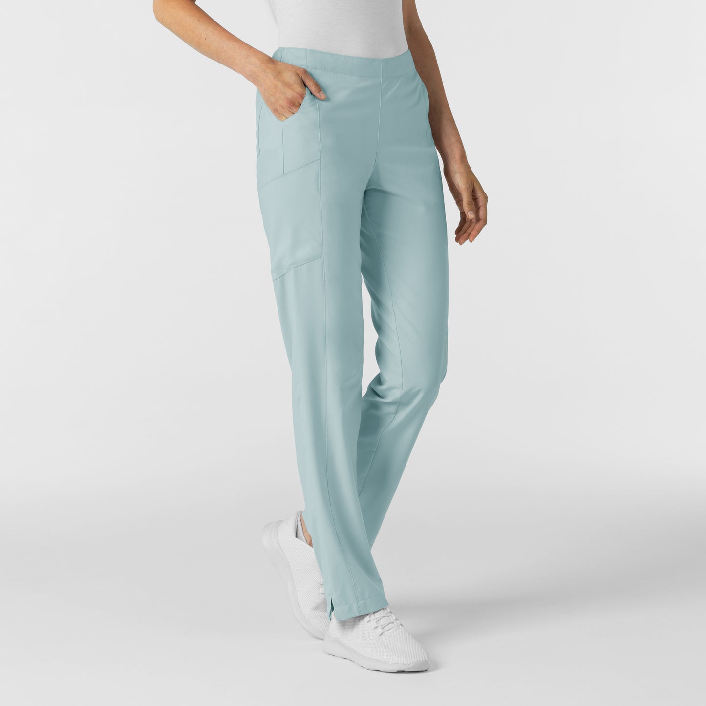 W123 5155 Flat Front Cargo Scrub Pants Sky Blue Model Image Right Side | Wink