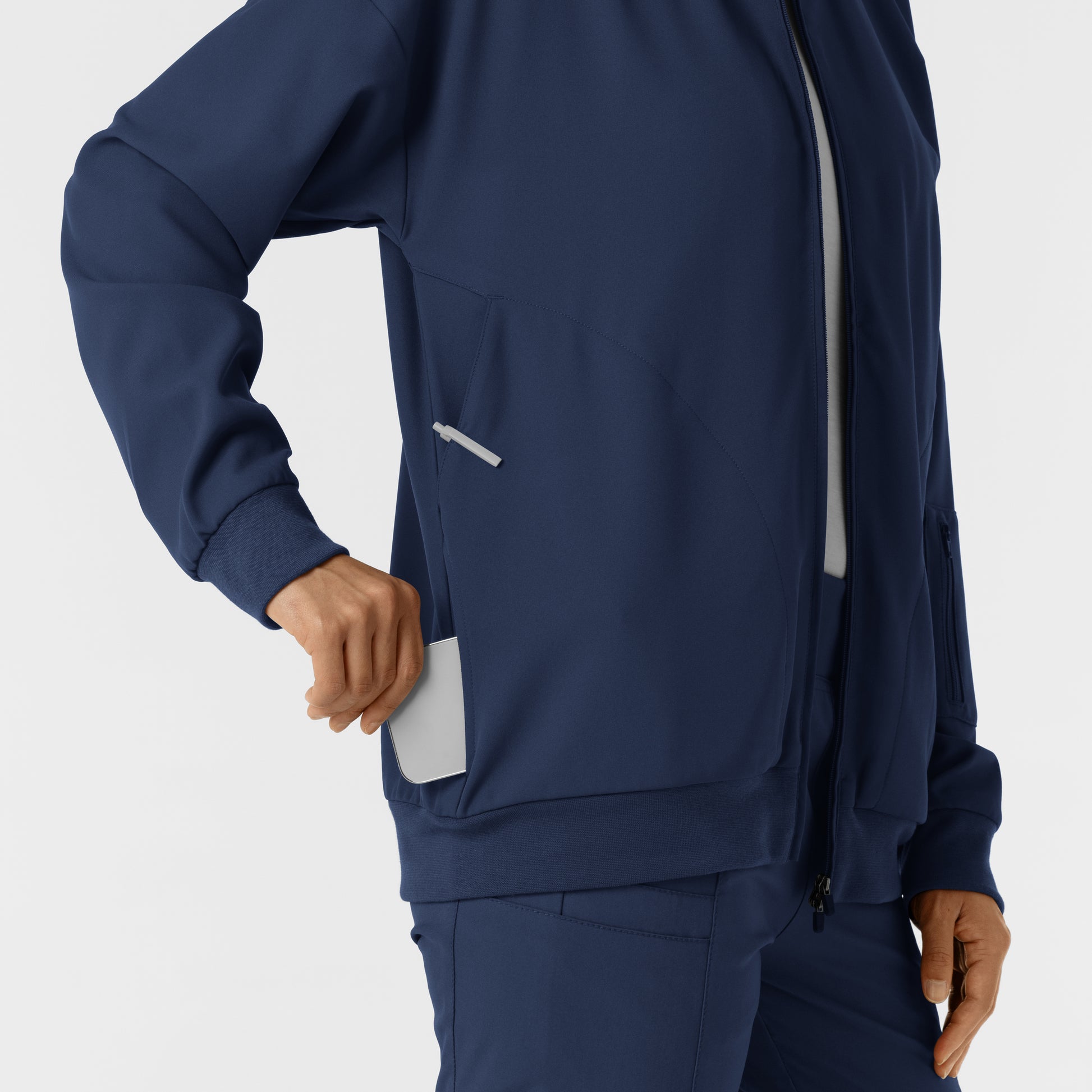 Layers 8066 Bomber Scrub Jacket Navy Model Image Alternate | Wink