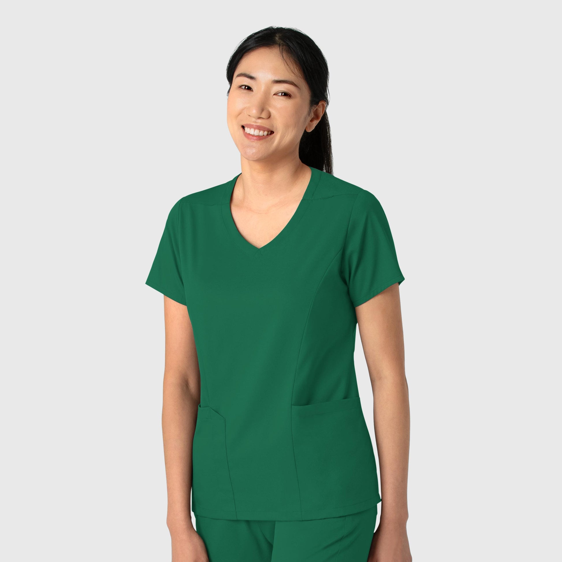 Boundless 6251 2-Pocket V-Neck Scrub Top Hunter Model Image Right Side | Wink