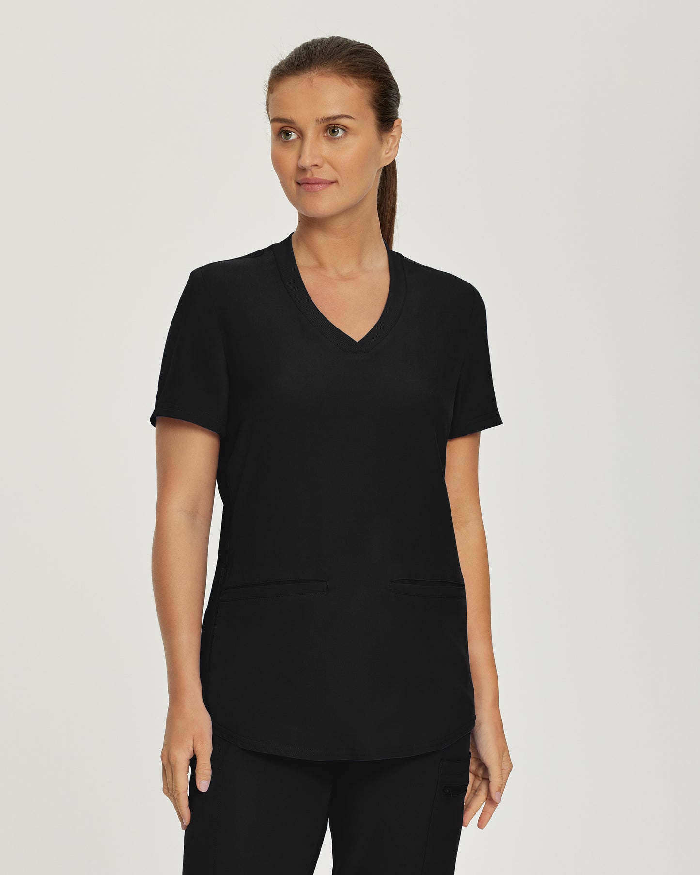 Forward LT100 Women's 3 Pocket V Neck Scrub Top Black Image