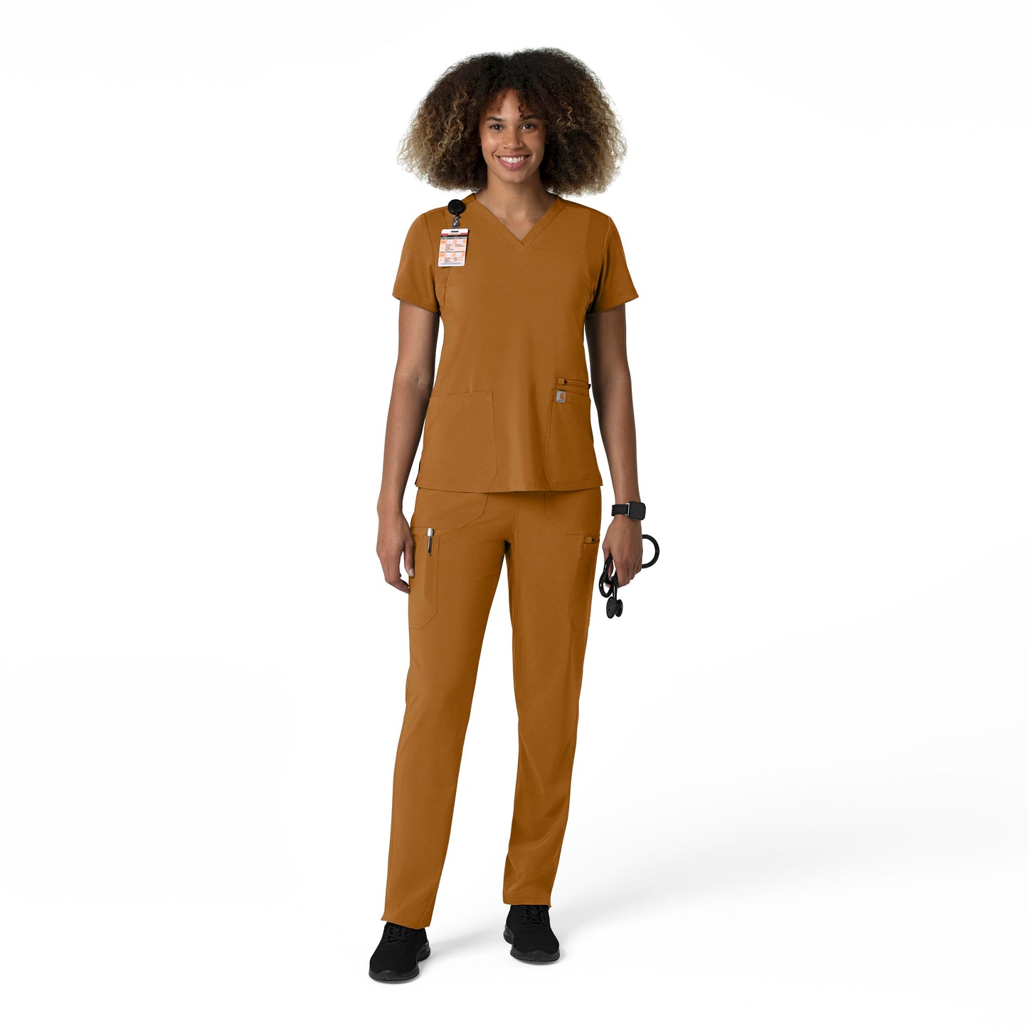 Force Cross-Flex C53210 Straight Leg Cargo Scrub Pants Fox Brown Model Image Alternate | Carhartt