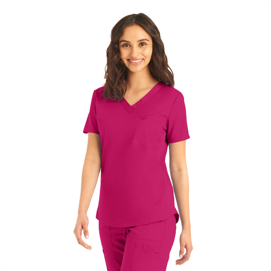 ProFlex LT107 Women's 2 Pocket V Neck Scrub Top Bright Rose Image