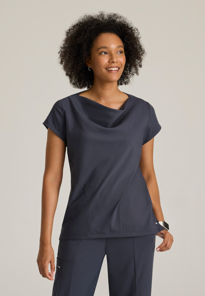 Greys Anatomy Stretch GRST246 Marisol Scrub Top Steel