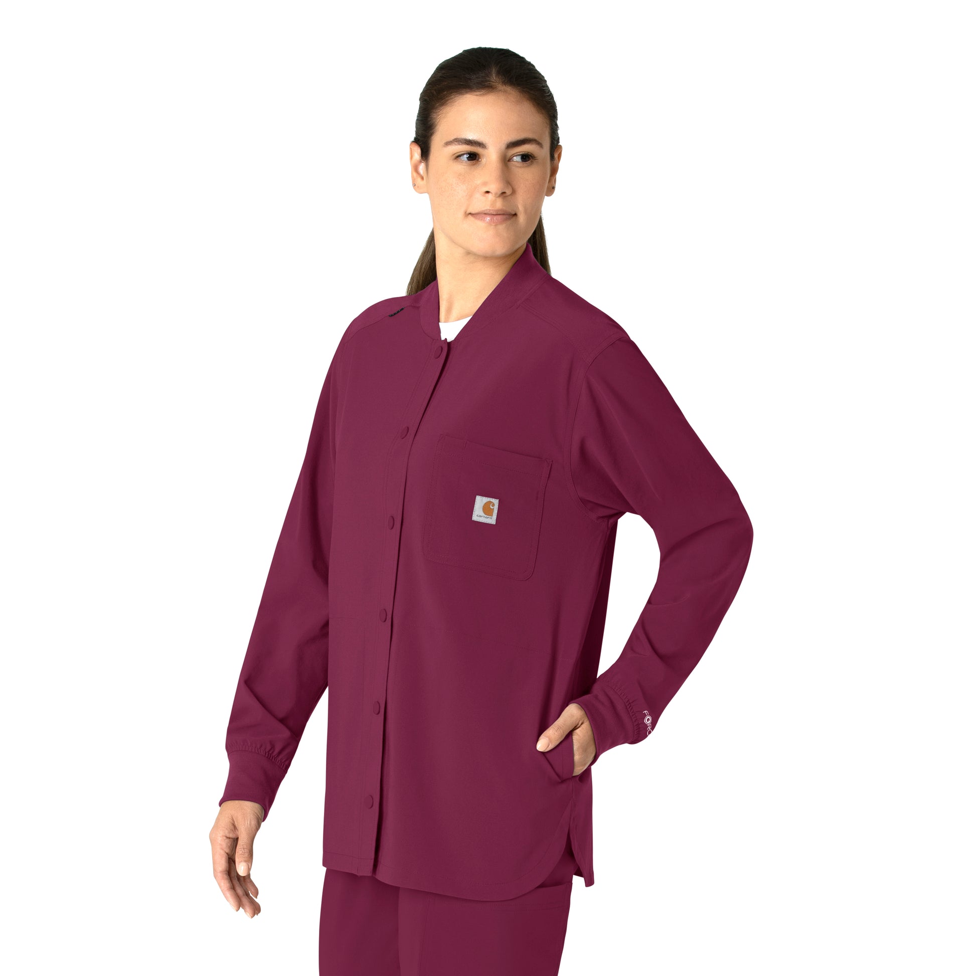 Force Cross-Flex C82210 Shirt Jacket Wine Model Image Right Side | Carhartt