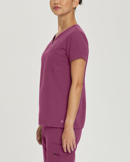 V-Tess 794 Women's 1 Pocket V Neck Scrub Top Raspberry Coulis Image