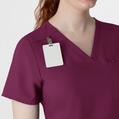 Thrive 6222 V-Neck Tuck-In Scrub Top Wine Model Image Alternate | Wink