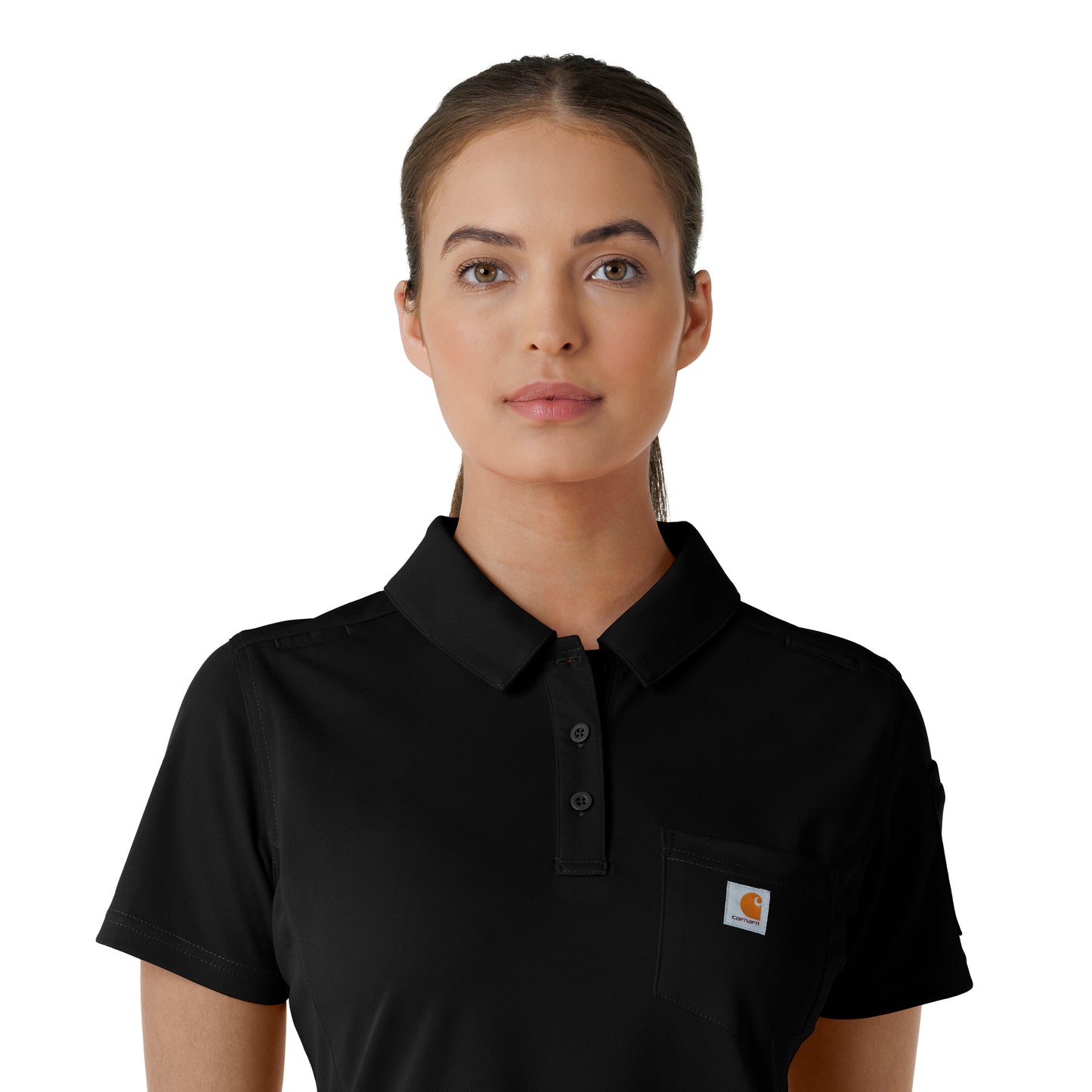 Rugged Flex C12119 Women's Lightweight Short Sleeve Polo Scrub Top Black