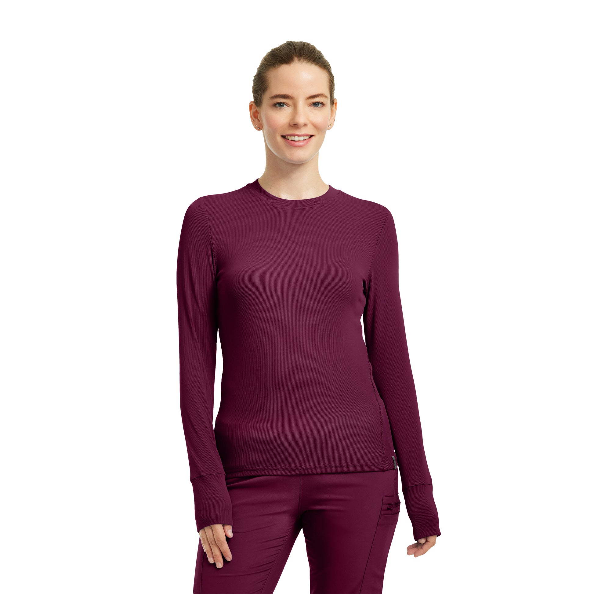 Forward LT103 Women's 1 Pocket Long Sleeve Tee Wine Image