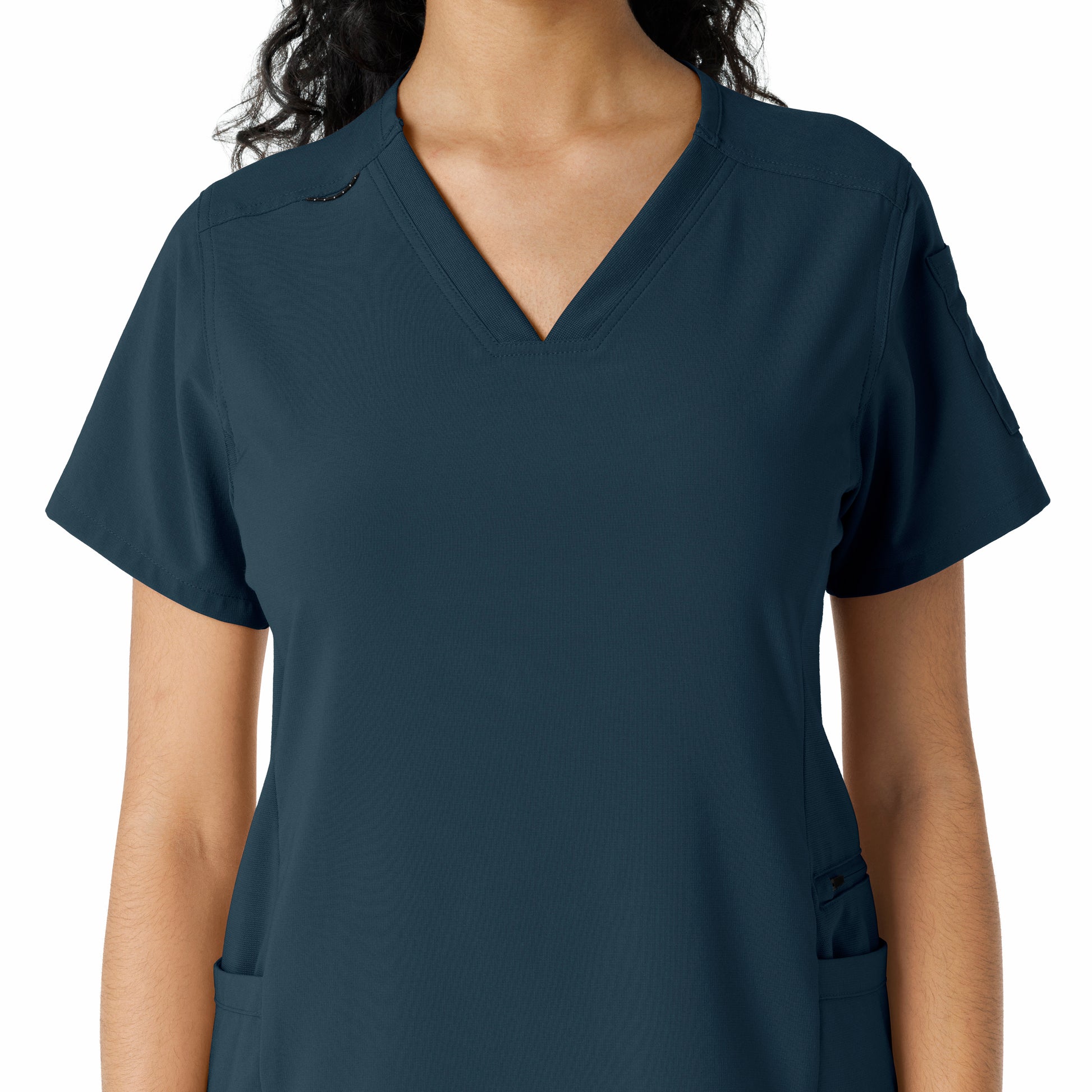 Force Cross-Flex C13310 Knit Panel Scrub Top Navy Model Image Left Side | Carhartt