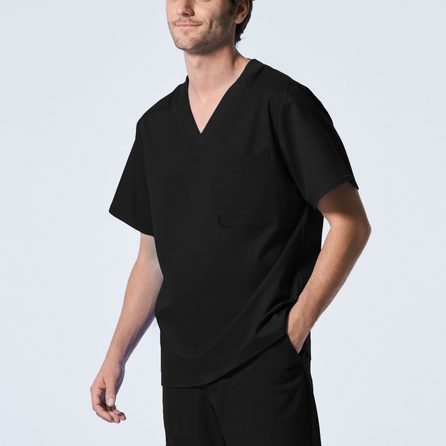 ProFlex LT108 Men's 2 Pocket V Neck Scrub Top Black Image