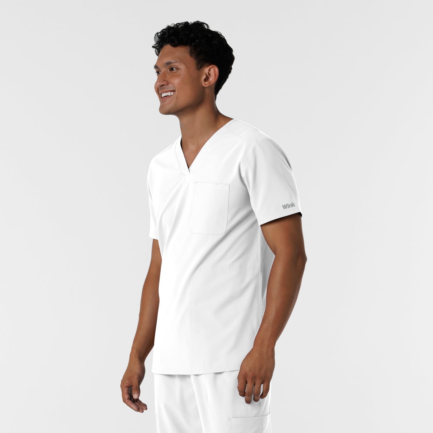 NURTUR 6380 Men's V-Neck Scrub Top White