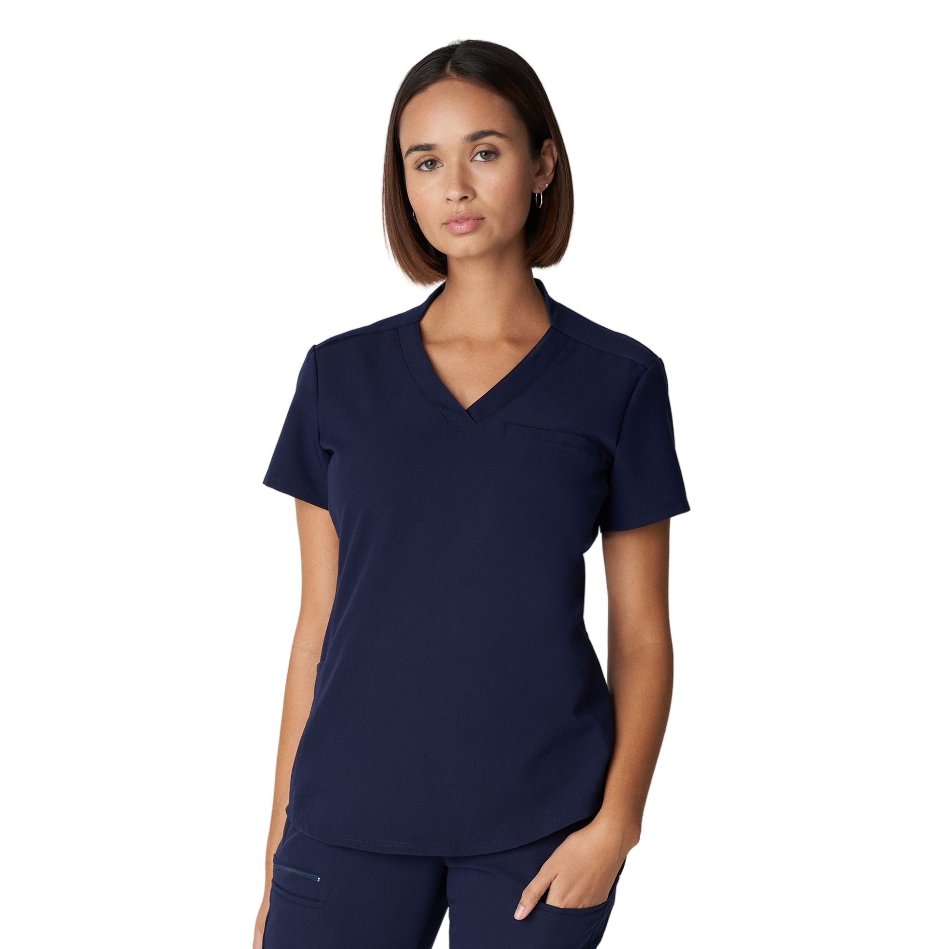 V-Tess WT110 Women's 2 Pocket V Neck Scrub Top Navy Image