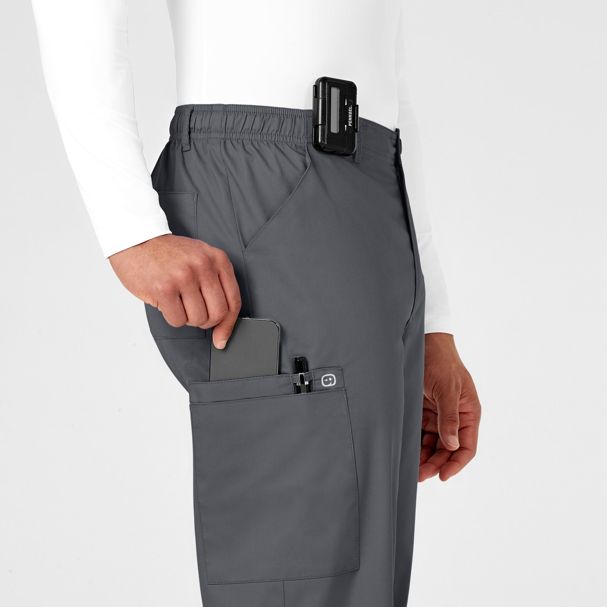 WonderWORK 503 Men's Cargo Scrub Pants Pewter Model Image Alternate | Wink