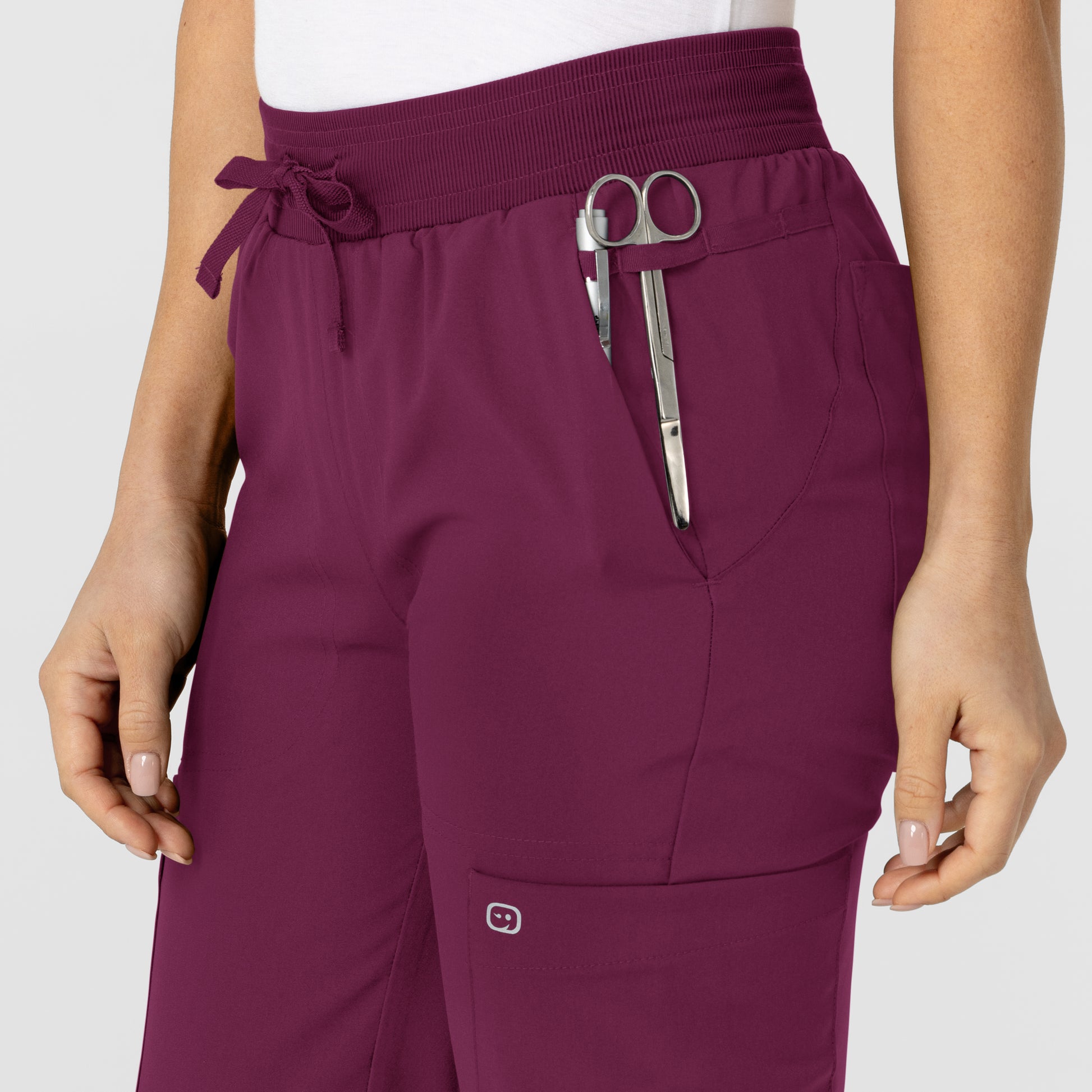 W123 5045 Flex-n-Reach Track Scrub Pants Wine Model Image Alternate | Wink