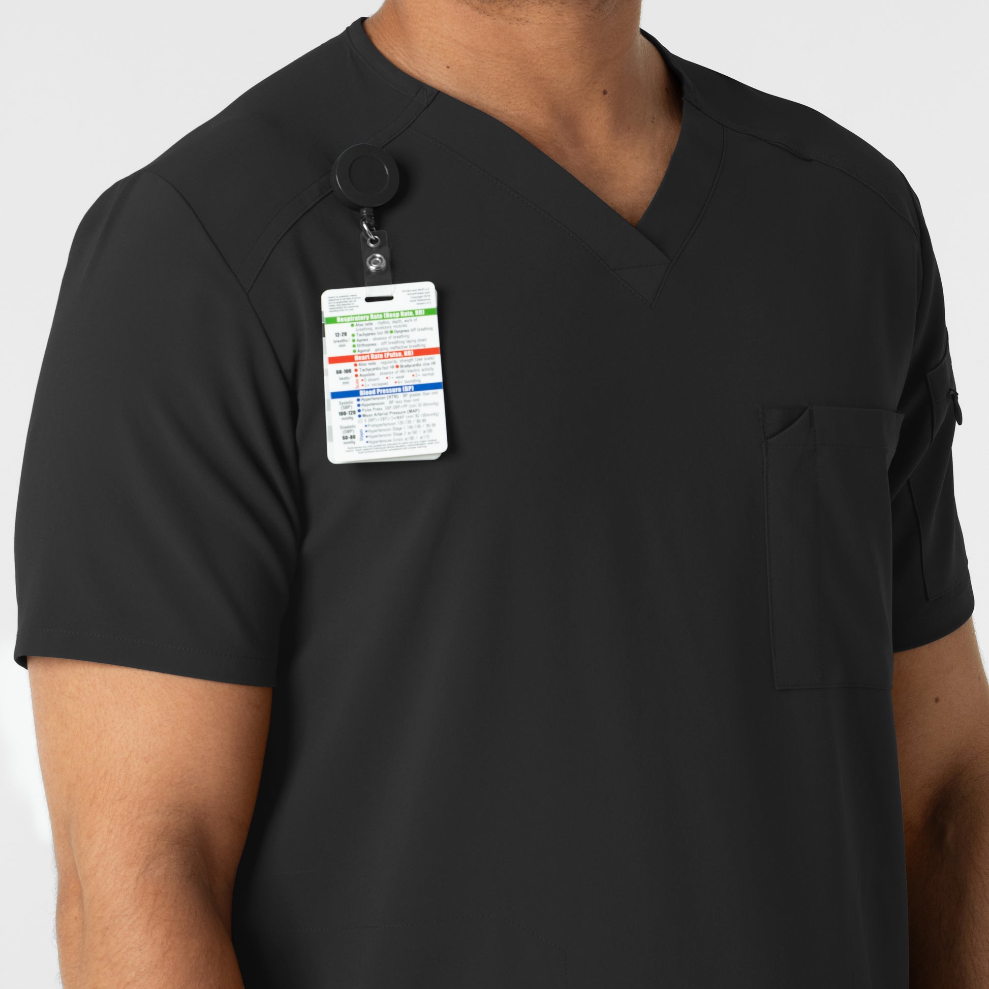 RENEW 6834 Men's V-Neck 5 Pocket Scrub Top Black Model Image Alternate | Wink