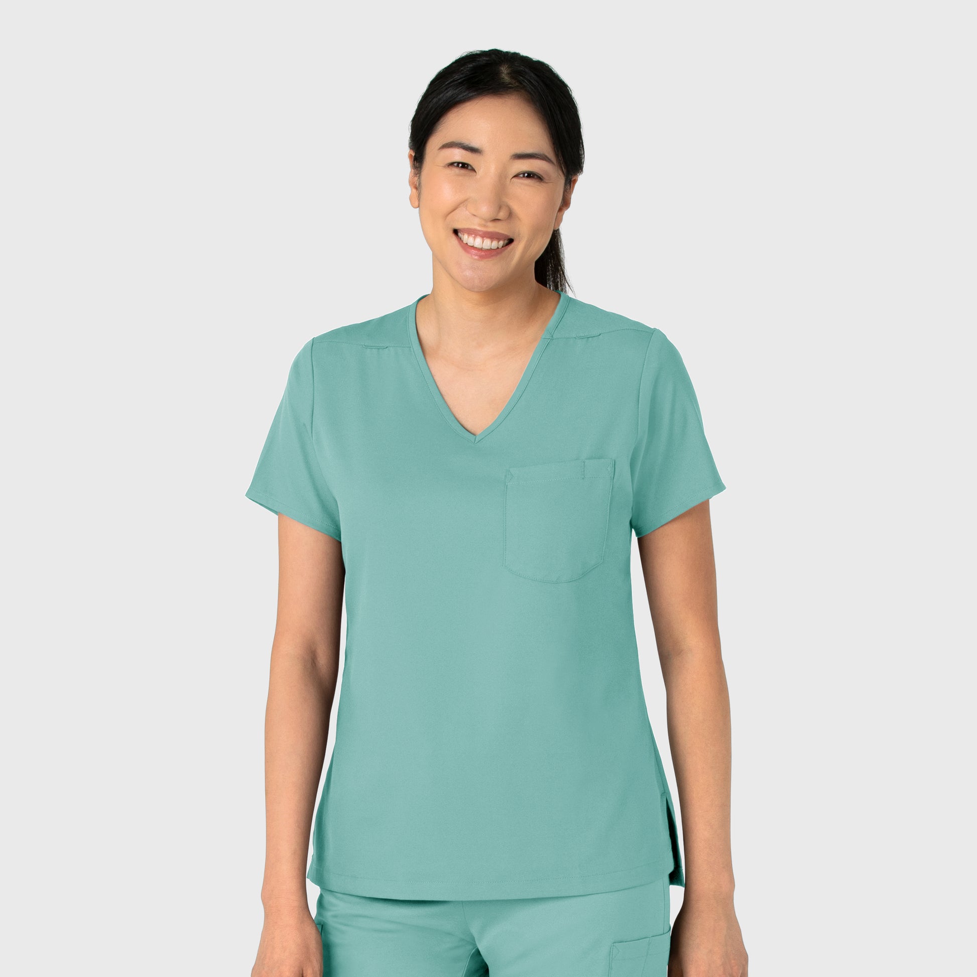 Boundless 6151 Tuck-In Scrub Top Turquoise Model Image Right Side | Wink