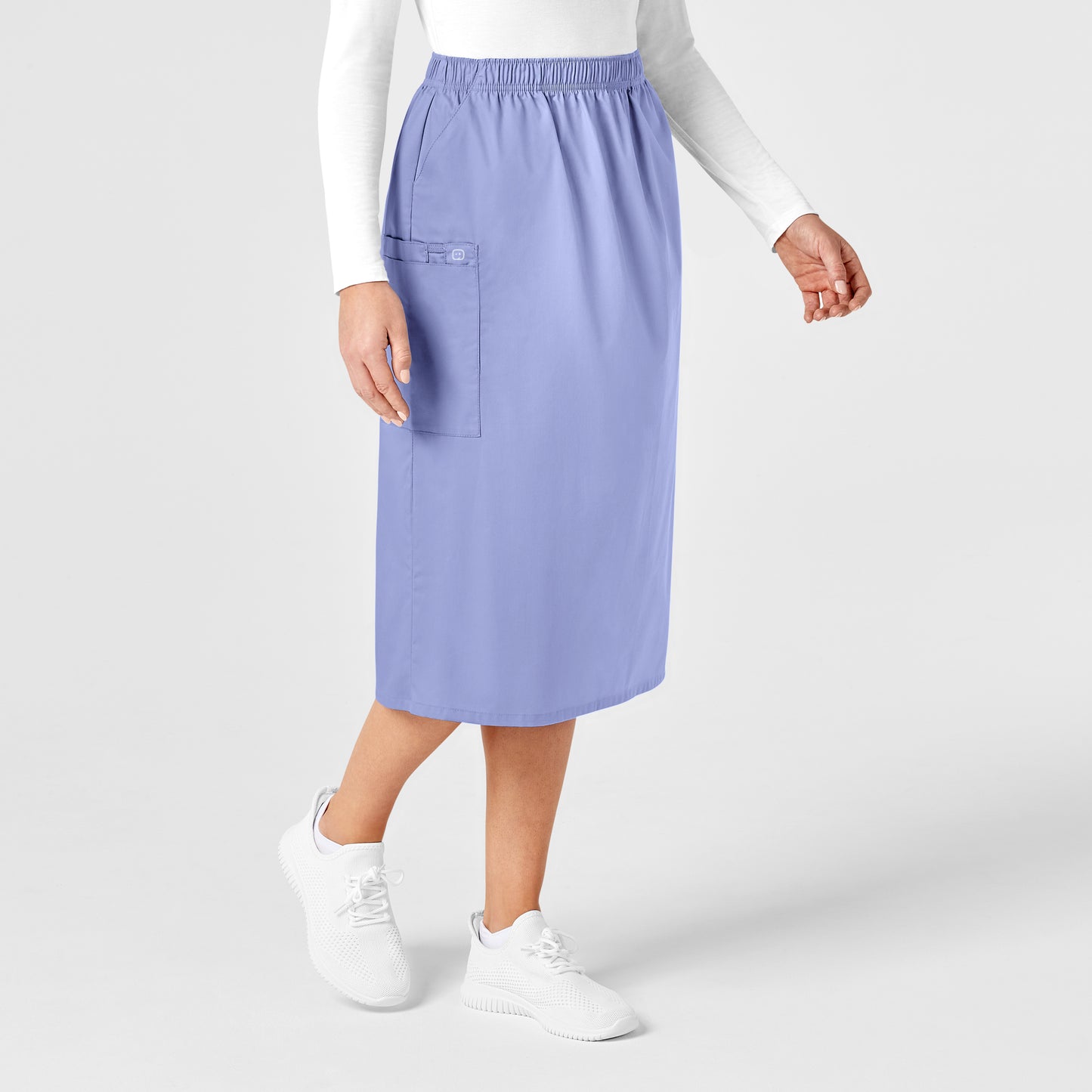 WonderWORK 701 Pull On Cargo Skirt Ceil Blue Model Image Left Side | Wink