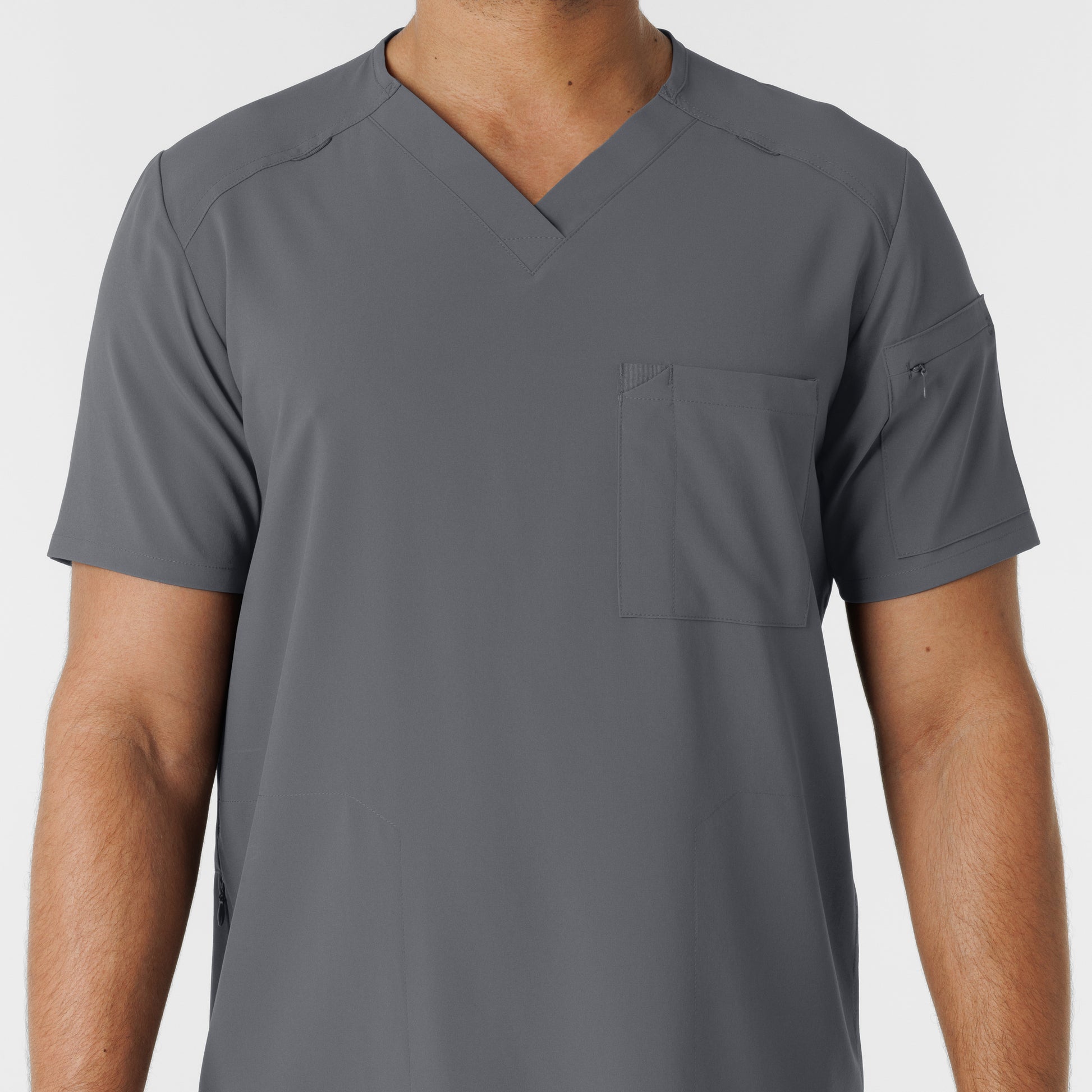 RENEW 6834 Men's V-Neck 5 Pocket Scrub Top Pewter Model Image Left Side | Wink