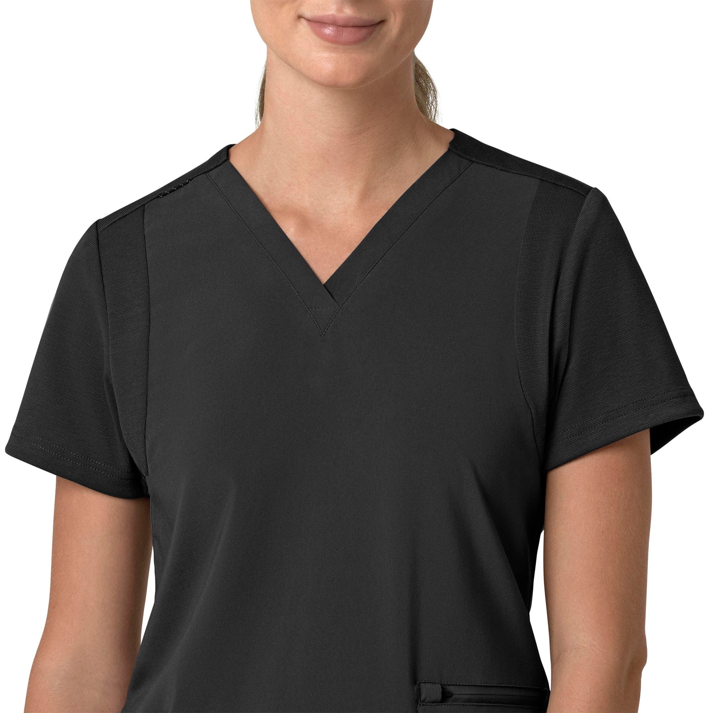 Force Cross-Flex C13210 Flex Panel V-Neck Scrub Top Black Model Image Left Side | Carhartt