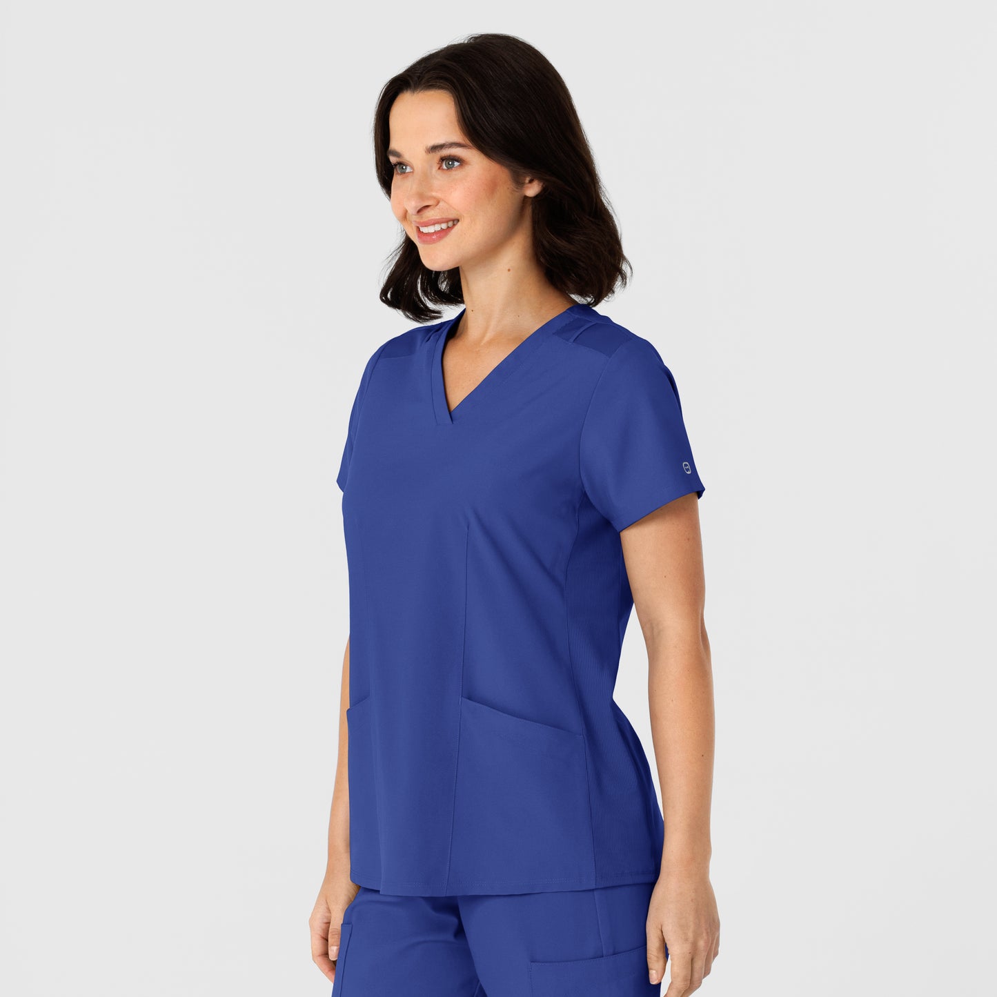 W123 6145 Women's Flex-n-Reach Side Panel V-Neck Scrub Top Galaxy Blue