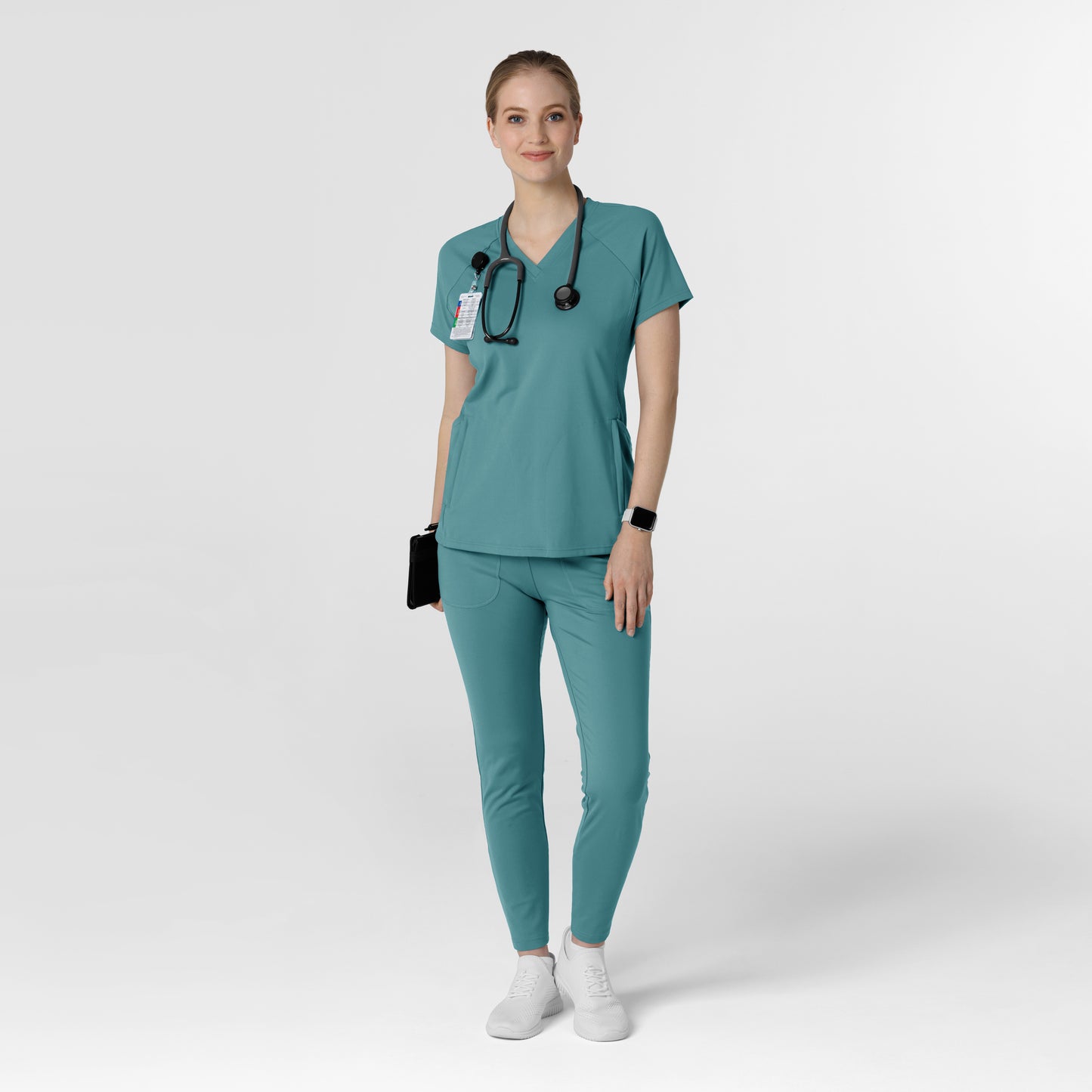 RENEW Knit 6259 Women's Flex-n-Reach V-Neck Raglan Scrub Top Vintage Teal