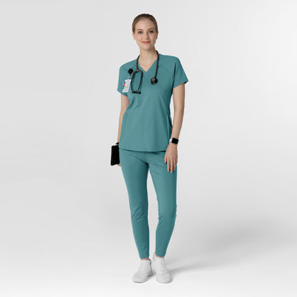 RENEW Knit 6259 Women's Flex-n-Reach V-Neck Raglan Scrub Top Vintage Teal