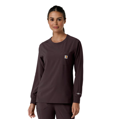 Force Cross-Flex C13610 Women's Crew Neck Long Sleeve Scrub Top Dark Sepia