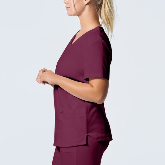 ProFlex LT105 Women's 3 Pocket V Neck Scrub Top Wine Image