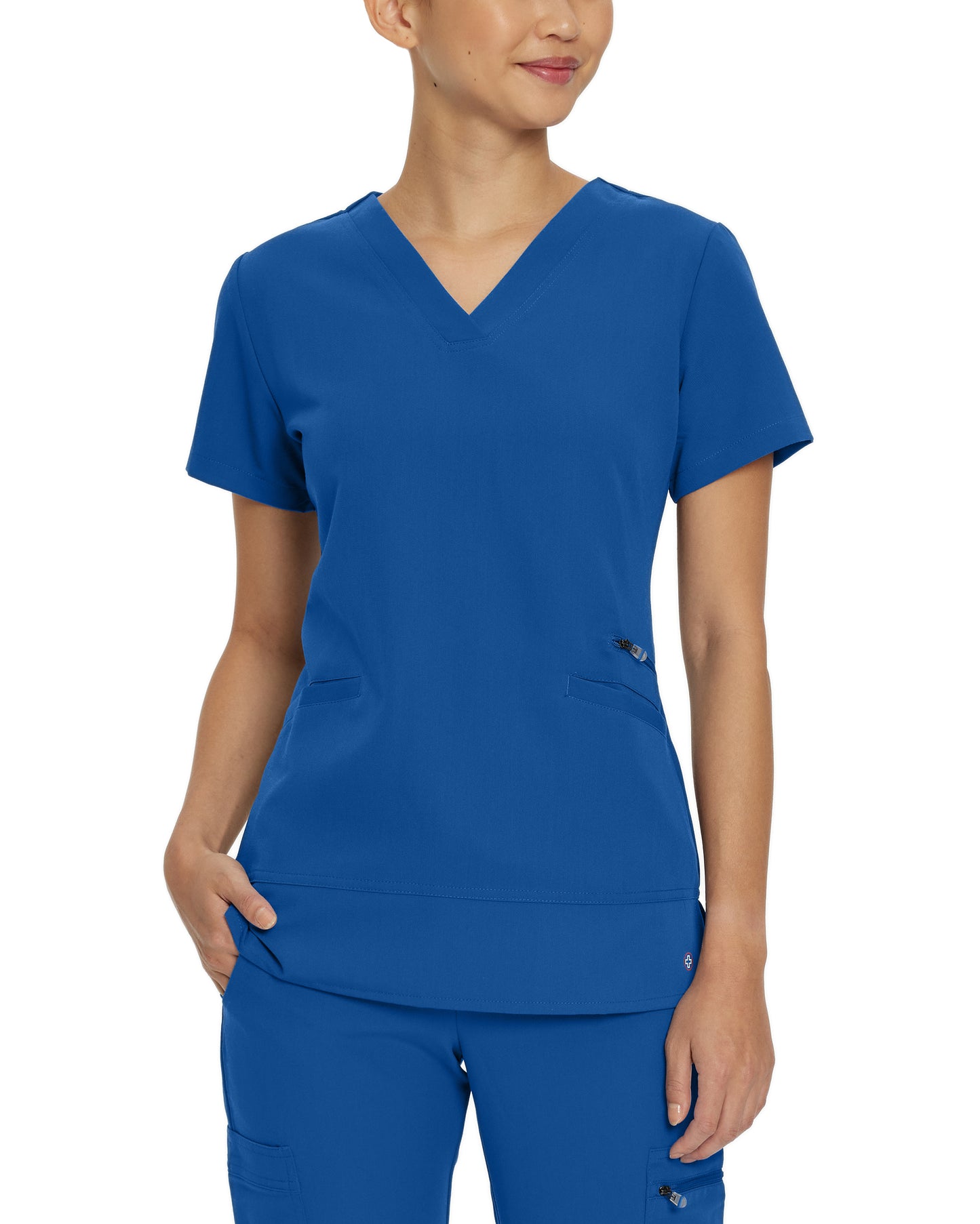 V-Tess 796 Women's 3 Pocket V Neck Scrub Top Royal Image