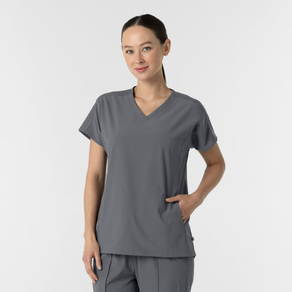 RENEW 6154 Women's V-Neck Tunic Scrub Top Pewter